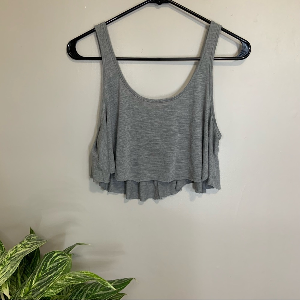 Cropped Grey Flowy Tank Top